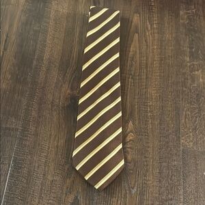 Brown and Yellow Striped Men's Tie